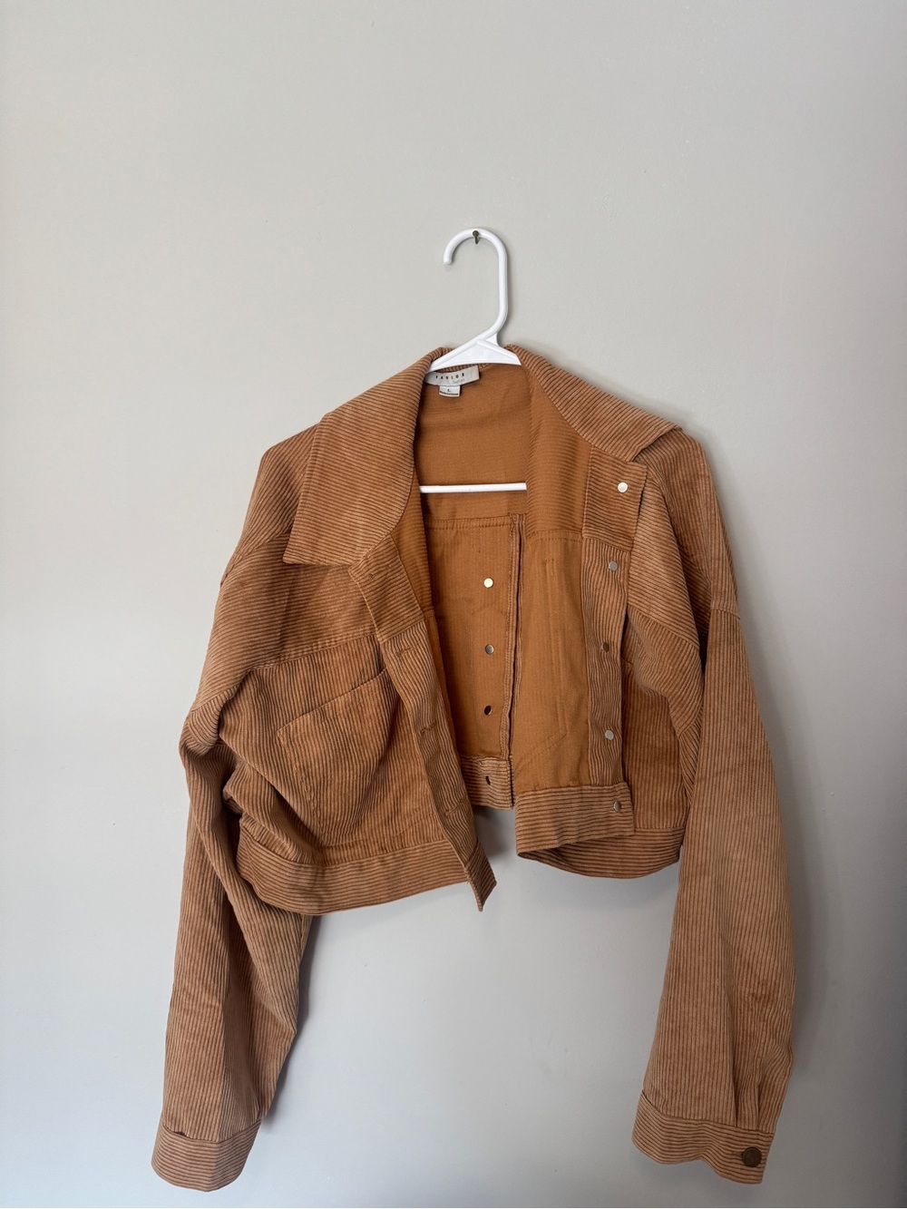 FAVLUX Cropped Corduroy Jacket - Tan Brown